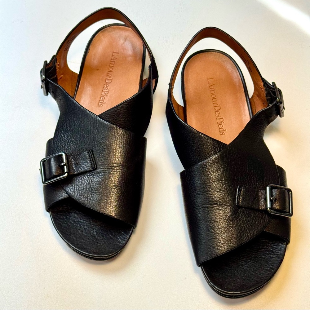 L'Amour Des Pieds Black Sandals 9M